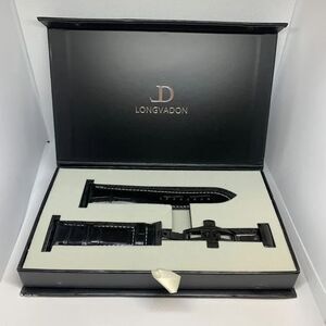 Longvadon Caiman Womens Black Leather Band with Black Buckle Size M 38-40mm LVD3